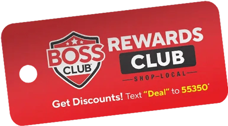 BOSS Club Rewards key fob — free customer loyalty program at GS Vape, text Deal to 55350