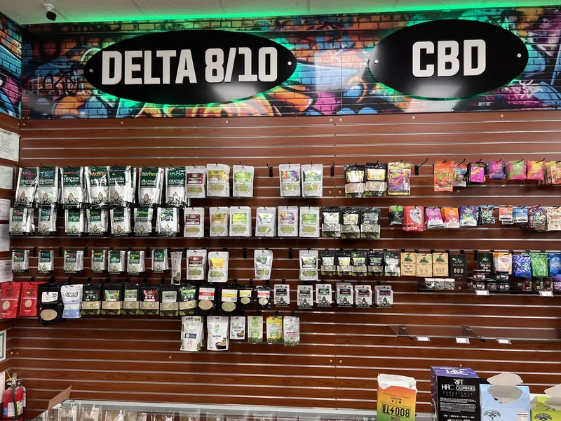 Delta 8 and CBD product wall display inside GS Vape Barberton