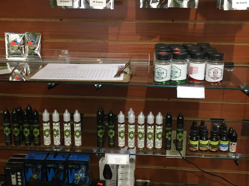 Wall of bottled e-liquid and vape juice flavors at GS Vape Barberton